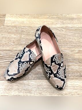 J.Crew Women Snake Embossed Leather Smoking Loafer Flat OldMoney Boho Preppy 9